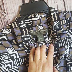 Generra Vintage Button Down Abstract 80s - 90s Medium Men's Multi Shirt